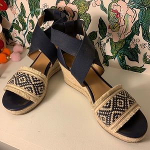 Tommy Hilfiger navy and raffia espadrilles